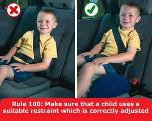 Highway Code - Rule 100 Make Sure That A Child Uses A Suitable Restraint