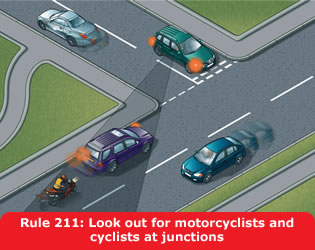 Highway Code - Rule 211 Look Out For Motorcyclists And Cyclists At Junctions