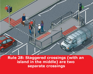Highway Code - Rule 28 Staggered Crossings With An Island In The Middle